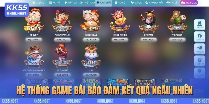 Hệ thống game bài bảo đảm kết quả ngẫu nhiên